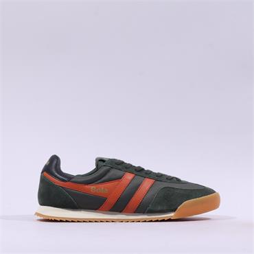 Gola Men Europa Retro Laced Trainer - Dark Khaki Orange